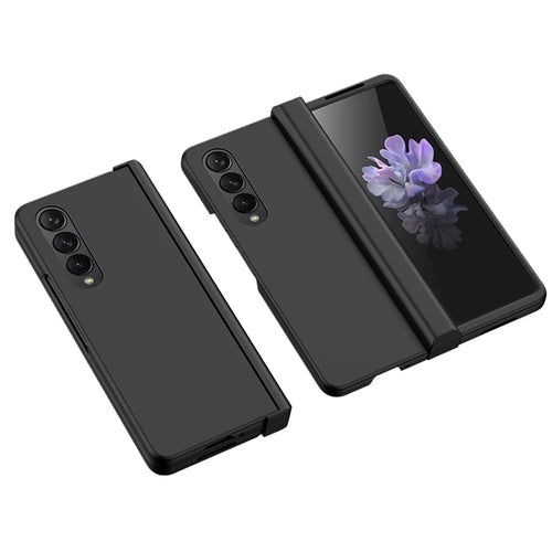 Drop-proof Phone Skin-touch Case for Samsung Galaxy Z Fold4 5G, Folding Hinge Protection Large Cutout Hard PC Back Cover - Black - 1