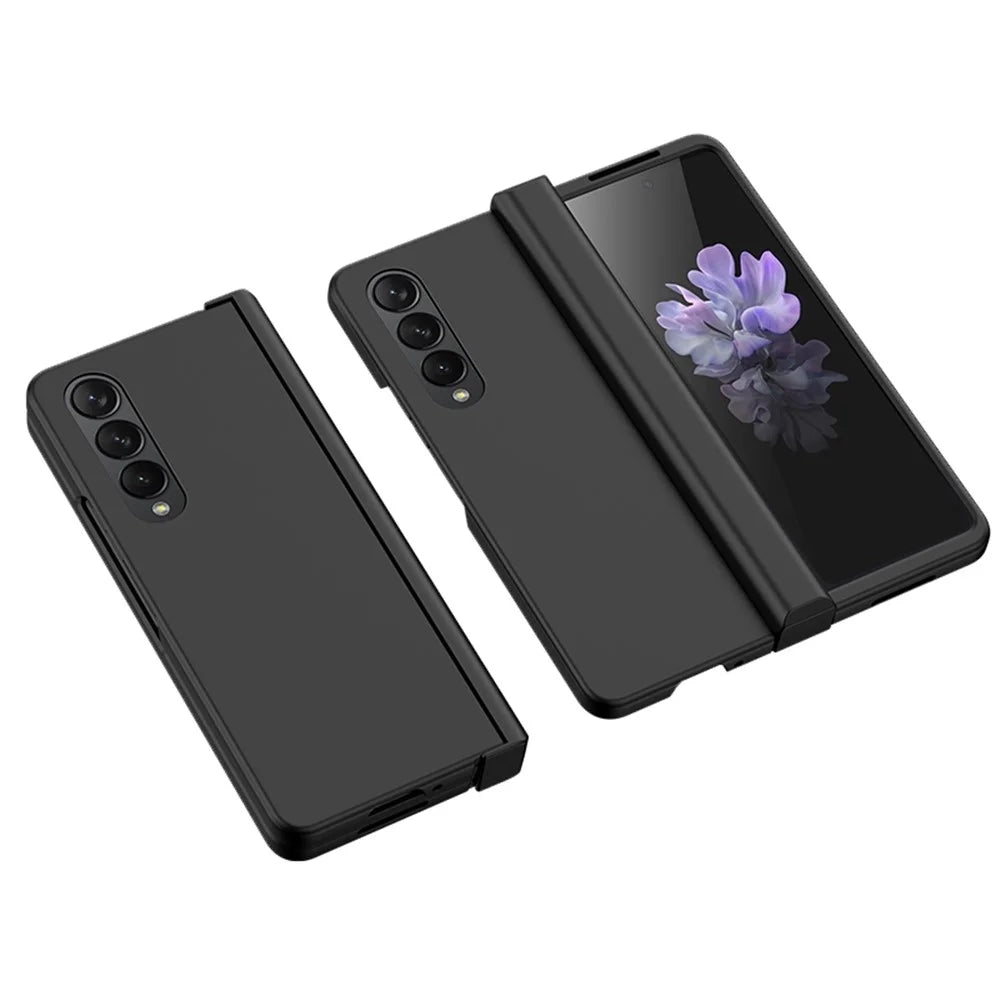 Drop-proof Phone Skin-touch Case for Samsung Galaxy Z Fold4 5G, Folding Hinge Protection Large Cutout Hard PC Back Cover - Black - 1