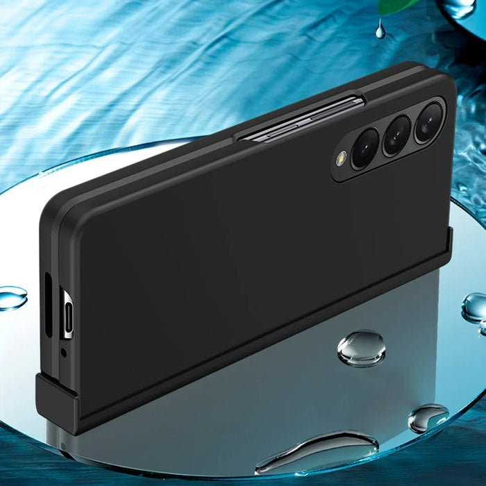 Drop-proof Phone Skin-touch Case for Samsung Galaxy Z Fold4 5G, Folding Hinge Protection Large Cutout Hard PC Back Cover - Black - 2
