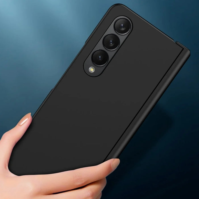 Drop-proof Phone Skin-touch Case for Samsung Galaxy Z Fold4 5G, Folding Hinge Protection Large Cutout Hard PC Back Cover - Black - 6