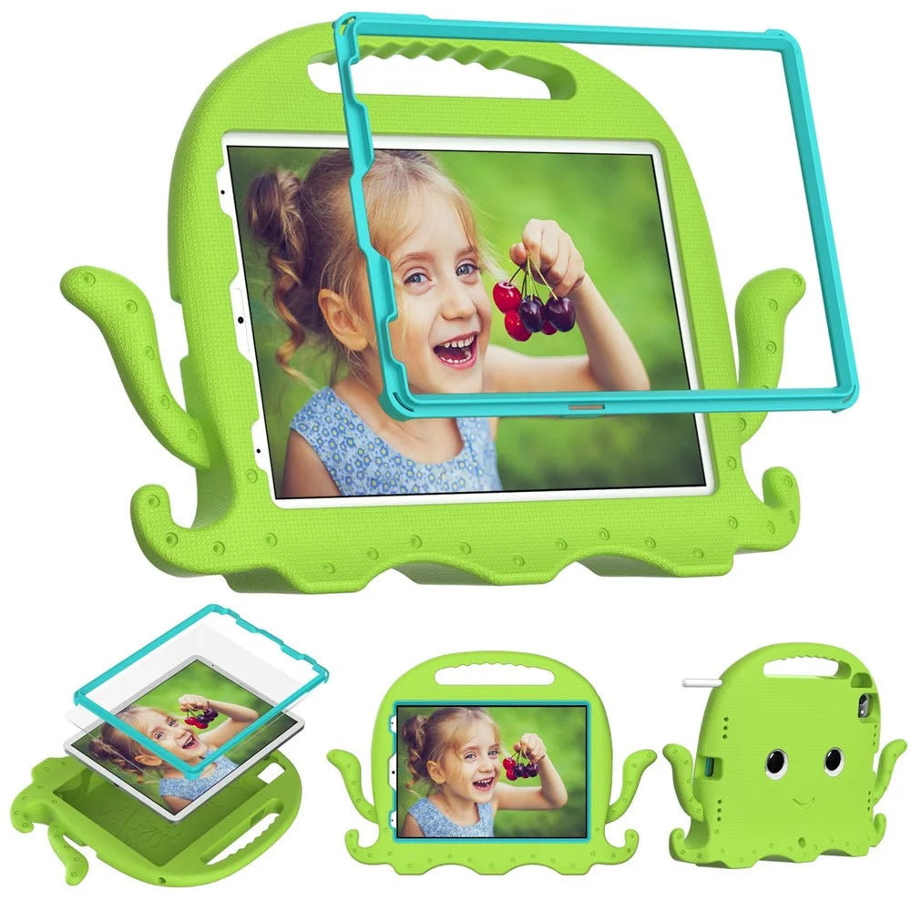For iPad Pro 11 (2025) / 11 (2024) / Pro (2018) / (2020) / (2021) / (2022) EVA Octopus Tablet Case with Shoulder Strap - Green - 1