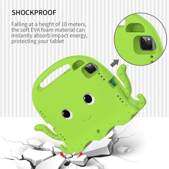 For iPad Pro 11 (2025) / 11 (2024) / Pro (2018) / (2020) / (2021) / (2022) EVA Octopus Tablet Case with Shoulder Strap - Green - 4