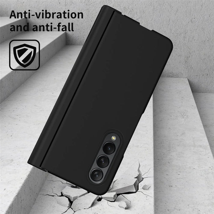 For Samsung Galaxy Z Fold4 5G Hard PC Hinge Design Phone Case Drop-proof Cover with Tempered Glass Screen Protector + Stylus Pen - Black - 4