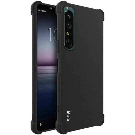 IMAK Matte TPU Case for Sony Xperia 1 IV 5G, Four Corner Airbags Shockproof Phone Cover with Screen Protector - Black - 1