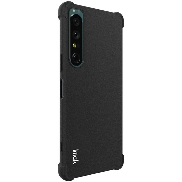 IMAK Matte TPU Case for Sony Xperia 1 IV 5G, Four Corner Airbags Shockproof Phone Cover with Screen Protector - Black - 3