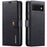 DG.MING For Google Pixel 6a Split Leather Wallet Stand Case Detachable 2-in-1 Phone Protective Cover - Black - 1