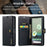 DG.MING For Google Pixel 6a Split Leather Wallet Stand Case Detachable 2-in-1 Phone Protective Cover - Black - 5