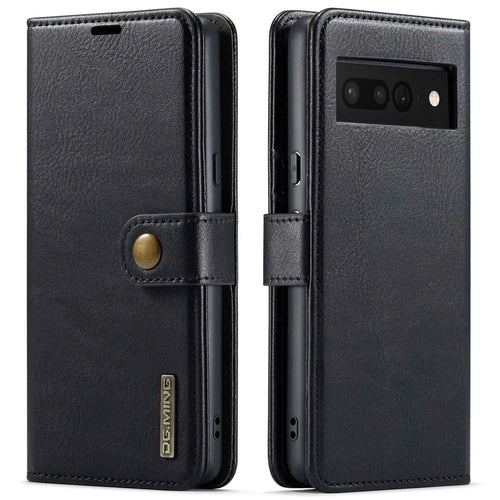 DG.MING For Google Pixel 7 Pro 5G Detachable 2-in-1 Phone Case Split Leather Wallet Stand Drop-proof Protective Cover - Black - 1
