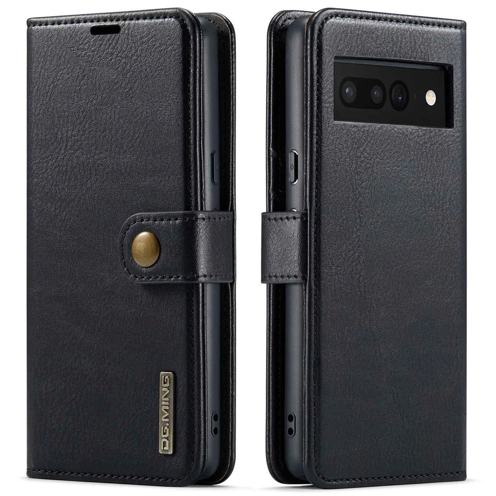 DG.MING For Google Pixel 7 Pro 5G Detachable 2-in-1 Phone Case Split Leather Wallet Stand Drop-proof Protective Cover - Black - 1