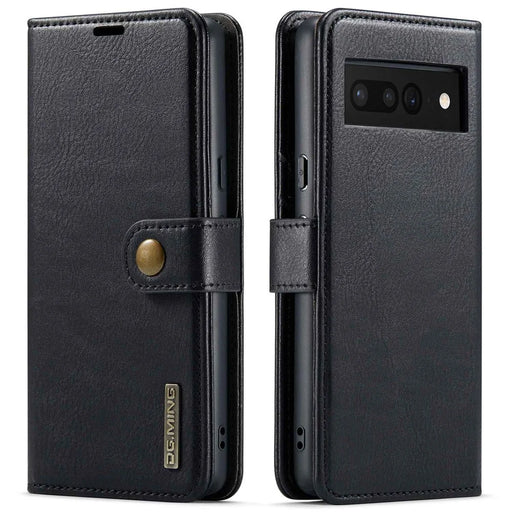 DG.MING For Google Pixel 7 Pro 5G Detachable 2-in-1 Phone Case Split Leather Wallet Stand Drop-proof Protective Cover - Black - 1