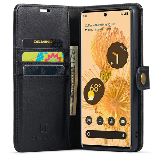 DG.MING For Google Pixel 7 Pro 5G Detachable 2-in-1 Phone Case Split Leather Wallet Stand Drop-proof Protective Cover - Black - 2