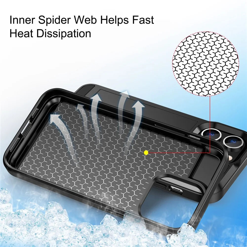 For iPhone 14 Pro 6.1 inch Anti-scratch Phone Case with Sliding Card Holder Smooth Surface PC + TPU Hybrid Phone Shell - Black - 5