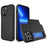For iPhone 14 Plus 6.7 inch Drop-proof Phone Case PC + TPU Scratch-resistant Mobile Phone Cover with Sliding Card Slot - Black - 1