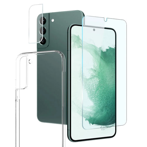 NORTHJO For Samsung Galaxy S22 5G Anti-fall Soft TPU Phone Case with Scratch-resistant Tempered Glass Screen Protector and Back Camera Lens Cover - 1