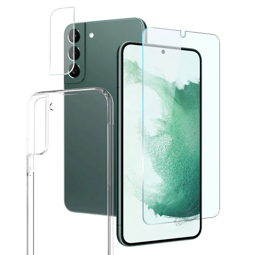 NORTHJO For Samsung Galaxy S22 5G Anti-fall Soft TPU Phone Case with Scratch-resistant Tempered Glass Screen Protector and Back Camera Lens Cover - 1