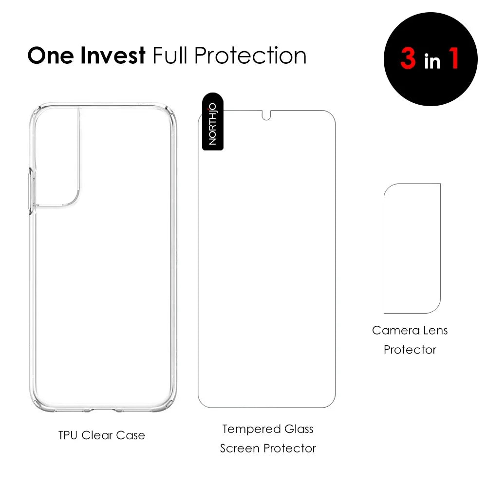 NORTHJO For Samsung Galaxy S21+ 5G Anti-explosion Tempered Glass Screen Protector Back Camera Lens Cover Soft TPU Phone Case - 5