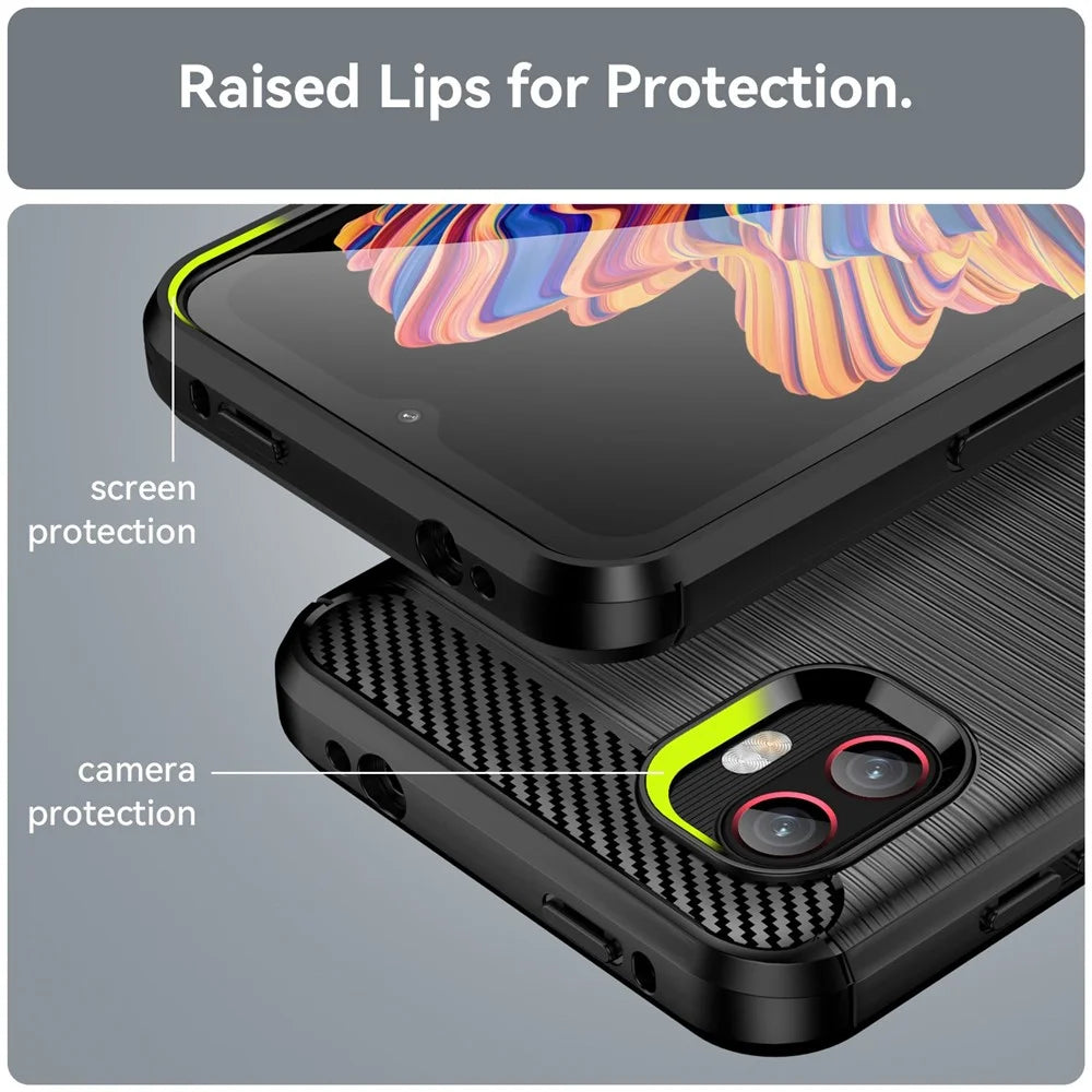 For Samsung Galaxy Xcover6 Pro 5G/Xcover Pro 2 5G Anti-drop TPU Phone Case Carbon Fiber Texture Brushed Surface Wear-resistant Cover - Black - 6