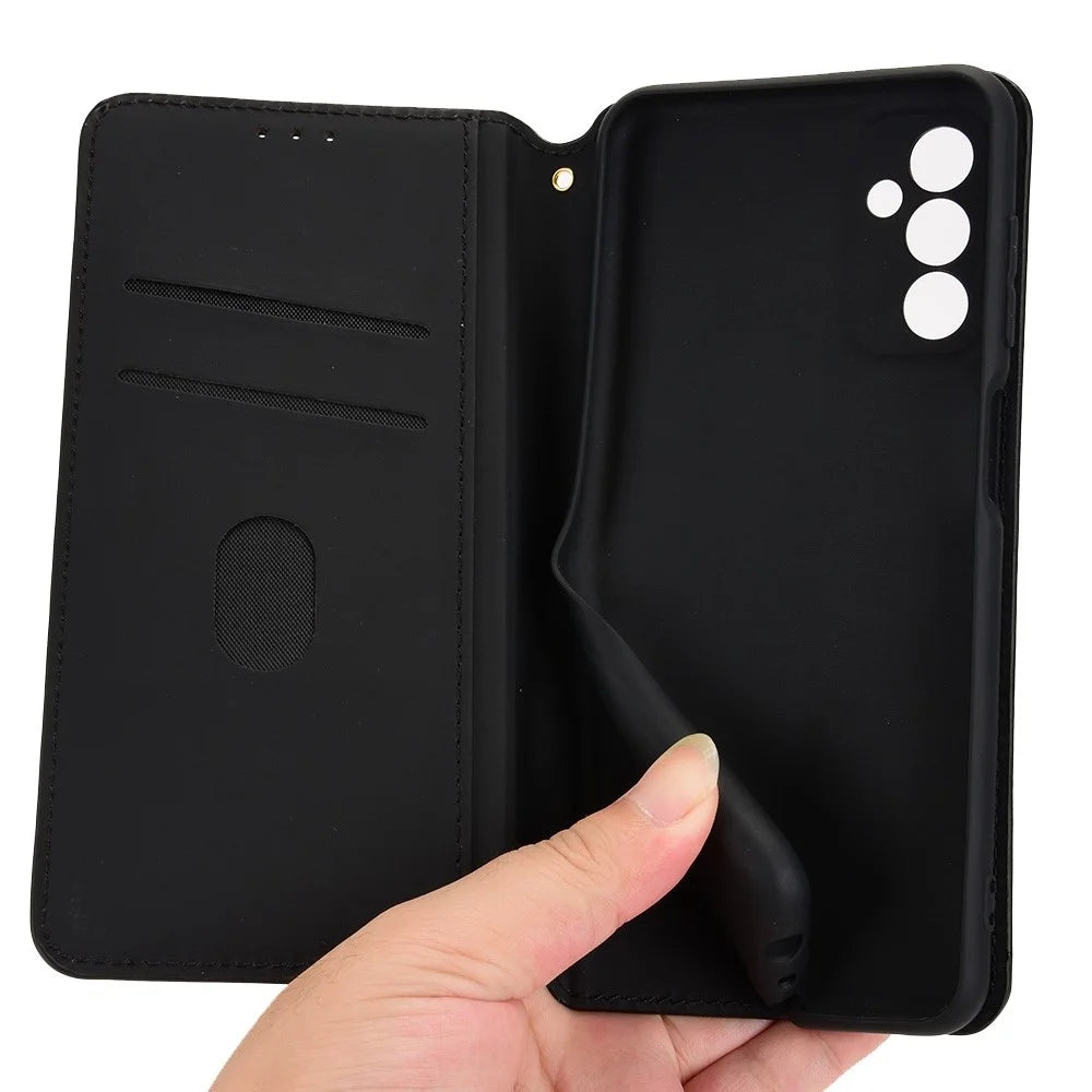 For Samsung Galaxy M13 4G Imprinting Rhombus Pattern PU Leather Cover Magnetic Auto-absorbed Phone Stand Wallet Case - Blue - 4