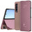 For Samsung Galaxy Z Fold4 5G PC Mirror Surface View Window Case Stand Auto-absorbed Magnetic Anti-fall Phone Cover - Pink - 1