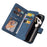 For iPhone 14 Pro Max Zipper Wallet Case with 15 Card Slots and Strap Leather Phone Cover - Blue - 6