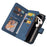 For iPhone 14 Plus Zipper Wallet Case with 15 Card Slots and Strap Leather Phone Cover - Blue - 6