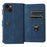 For iPhone 14 Plus Zipper Wallet Case with 15 Card Slots and Strap Leather Phone Cover - Blue - 7
