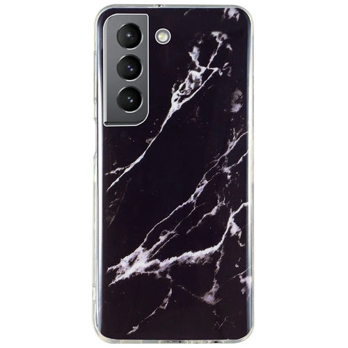 For Samsung Galaxy S22+ 5G Marble Pattern TPU Phone Back Cover IMD Process Protective Case - Black - 1