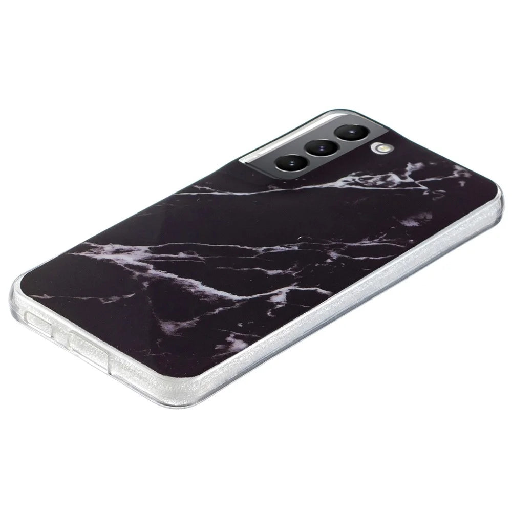 For Samsung Galaxy S22+ 5G Marble Pattern TPU Phone Back Cover IMD Process Protective Case - Black - 2