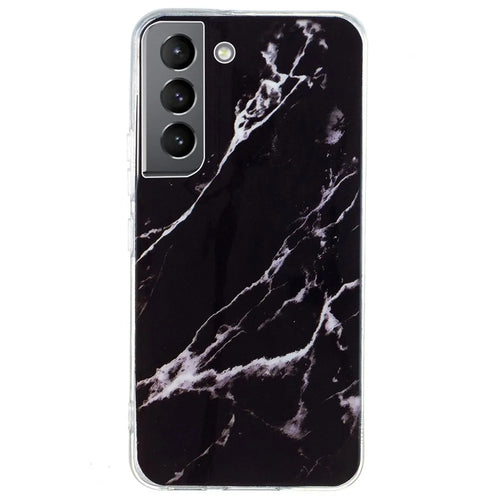 For Samsung Galaxy S22 5G Soft TPU IMD Marble Pattern Phone Cover Anti-scratch Anti-drop Back Case - Black - 1