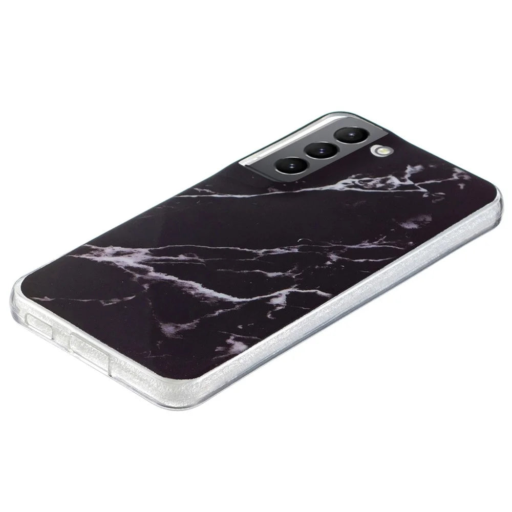 For Samsung Galaxy S22 5G Soft TPU IMD Marble Pattern Phone Cover Anti-scratch Anti-drop Back Case - Black - 2