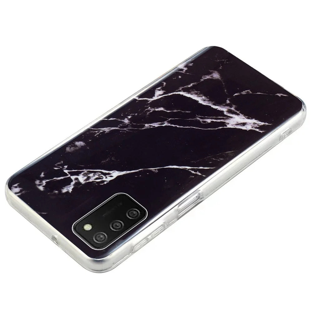 For Samsung Galaxy A02s (164.2mm) Flexible TPU Phone Back Cover IMD Marble Pattern Shockproof Case - Black - 2