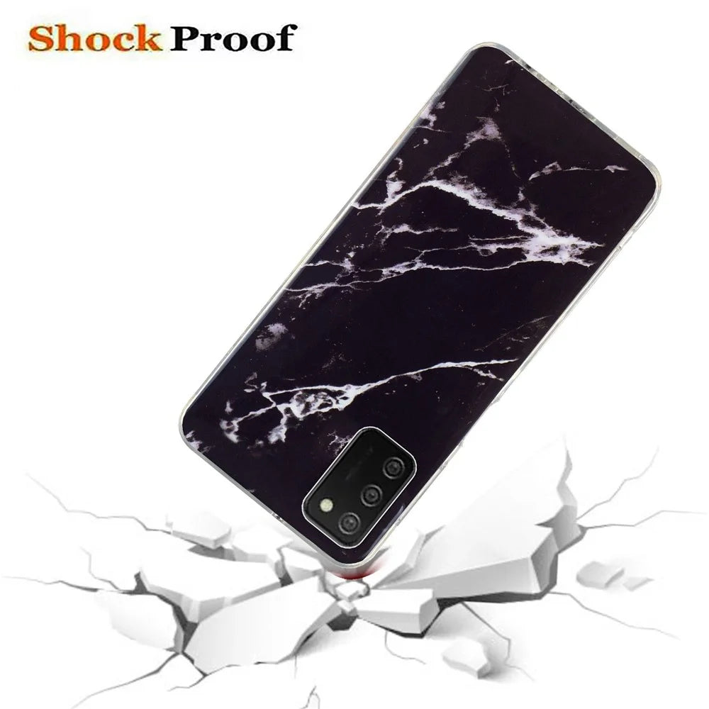 For Samsung Galaxy A02s (164.2mm) Flexible TPU Phone Back Cover IMD Marble Pattern Shockproof Case - Black - 3