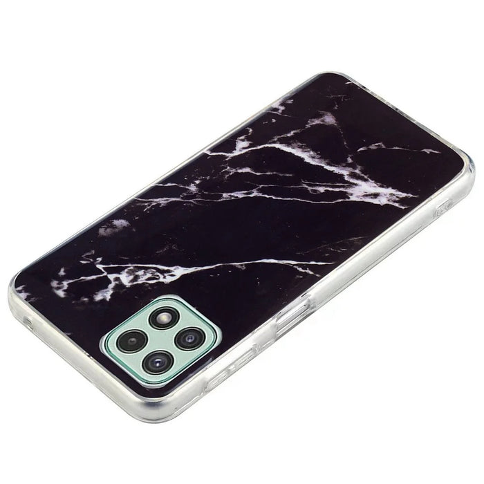 For Samsung Galaxy A22 5G (EU Version) Soft TPU Phone Back Cover IMD Marble Pattern Protective Case - Black - 2
