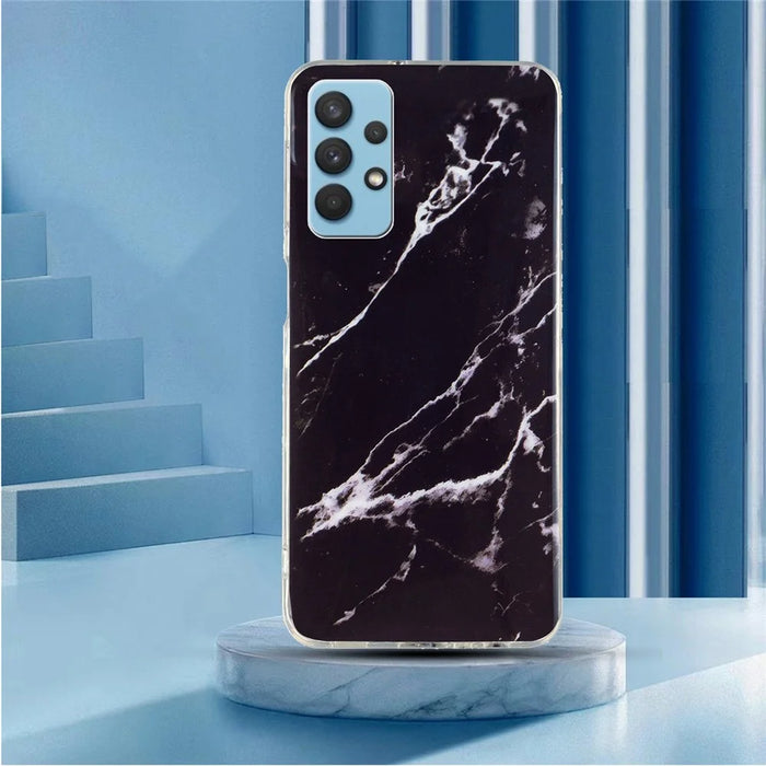 For Samsung Galaxy A32 5G/Galaxy M32 5G IMD Marble Pattern Soft TPU Case Phone Drop-proof Back Cover - Black - 5