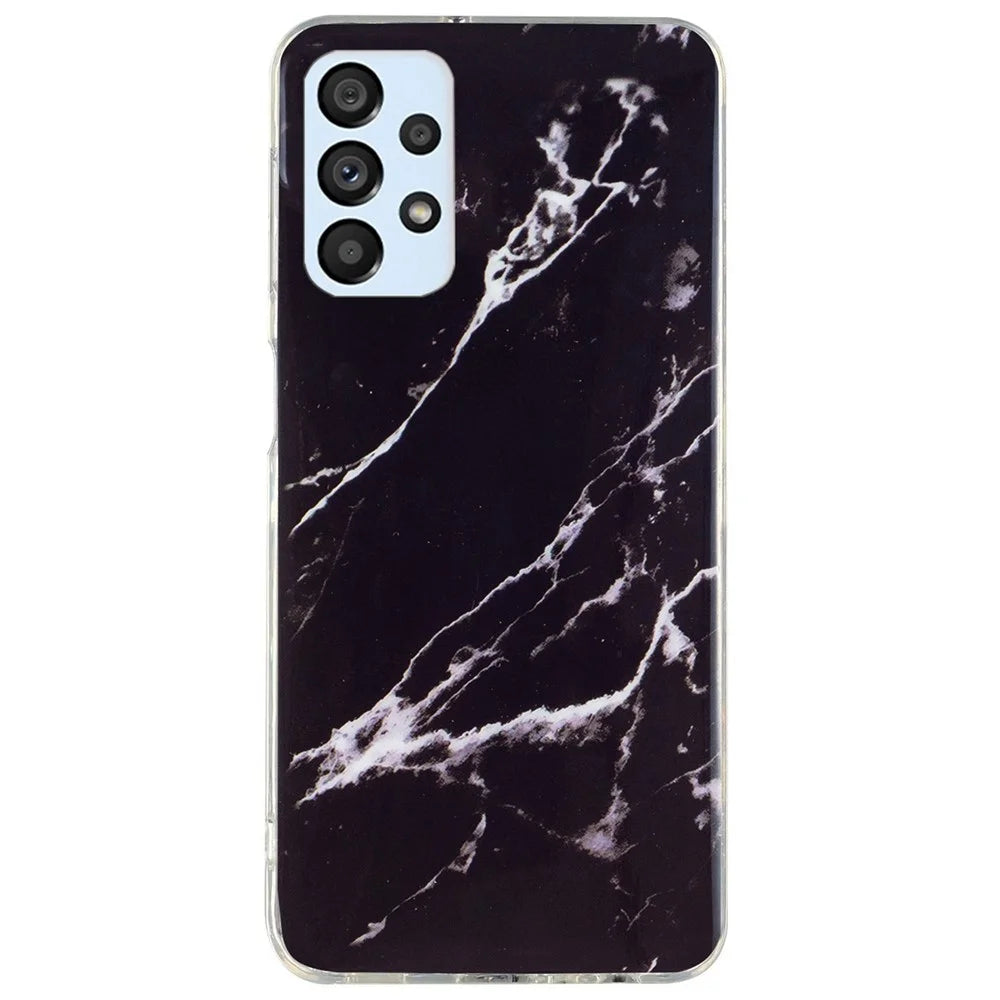 Anti-scratch Flexible TPU Case for Samsung Galaxy A33 5G, IMD Marble Pattern Unfading Phone Cover - Black - 1