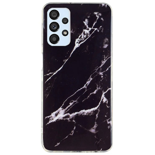 Anti-scratch Flexible TPU Case for Samsung Galaxy A33 5G, IMD Marble Pattern Unfading Phone Cover - Black - 1