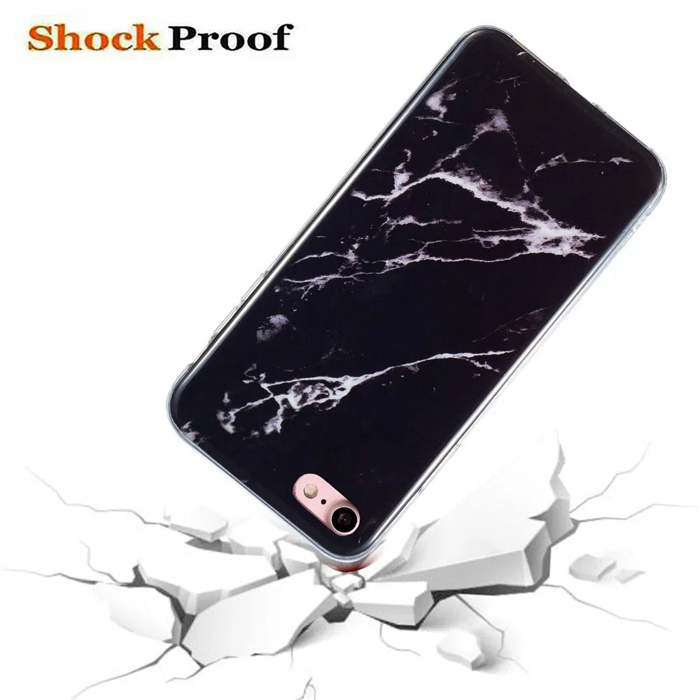 For iPhone SE (2022)/(2020)/8/7 4.7 inch Stylish Marble Pattern IMD Phone Case Anti-drop Soft TPU Cover - Black - 3