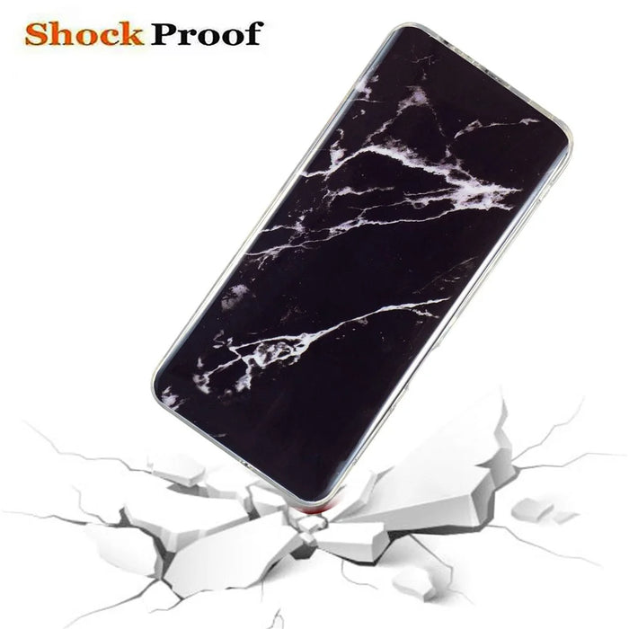 For Samsung Galaxy A12 Flexible TPU Phone Case Anti-fall Protection Marble Pattern IMD Phone Cover - Black - 3