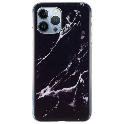 For iPhone 13 Pro 6.1 inch Phone Case TPU Case IMD Marbling Pattern Printing Design Phone Back Cover - Black - 1
