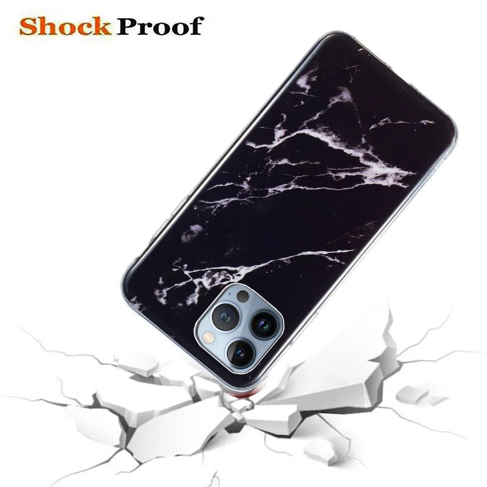 For iPhone 13 Pro 6.1 inch Phone Case TPU Case IMD Marbling Pattern Printing Design Phone Back Cover - Black - 3