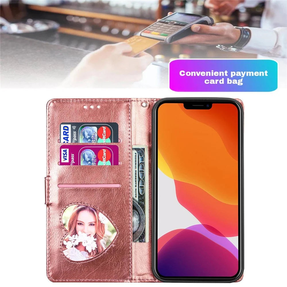 For iPhone 14 Pro 6.1 inch  Full Protection Glitter Powder PU Leather Wallet Stand Zipper Pocket Phone Case Covering Shell - Rose Gold - 7