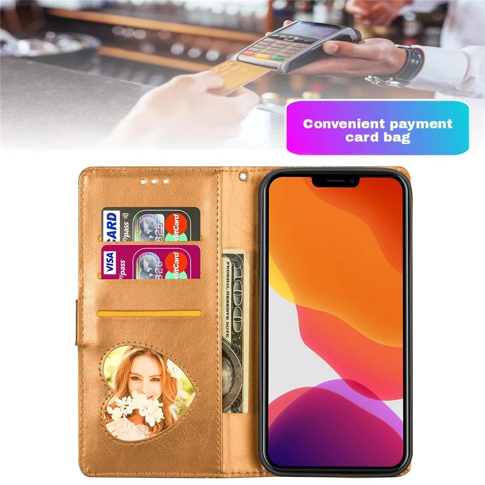 For iPhone 14 Plus 6.7 inch Anti-fingerprint PU Leather Glitter Powder Design Wallet Phone Case Zipper Pocket Phone Stand Cover Pouch - Gold - 7