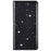 For iPhone 14 Pro 6.1 inch Glitter Sequins Stand Card Holder Anti-scratch PU Leather Protective Phone Case Cover - Black - 6