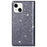 For iPhone 14 Plus 6.7 inch Glitter Sequins Stand Card Holder PU Leather Fall Proof Protective Phone Case Cover - Grey - 7