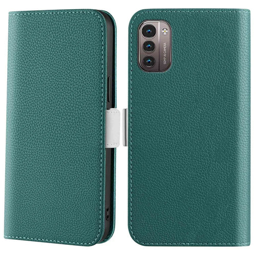 Candy Color Litchi Texture Case for Nokia G21 / G11, Wallet Stand PU Leather TPU Full Protection Phone Cover - Green - 1