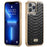 FIERRE SHANN for iPhone 13 Pro Max 6.7 inch Non-slip Grip Snake Texture PU Leather Coated PC Back Shell Electroplating Edge Mobile Phone Cover - Black - 1