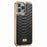 FIERRE SHANN for iPhone 13 Pro Max 6.7 inch Non-slip Grip Snake Texture PU Leather Coated PC Back Shell Electroplating Edge Mobile Phone Cover - Black - 2