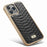 FIERRE SHANN for iPhone 13 Pro Max 6.7 inch Non-slip Grip Snake Texture PU Leather Coated PC Back Shell Electroplating Edge Mobile Phone Cover - Black - 4