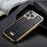 FIERRE SHANN for iPhone 13 Pro Max 6.7 inch Non-slip Grip Snake Texture PU Leather Coated PC Back Shell Electroplating Edge Mobile Phone Cover - Black - 6