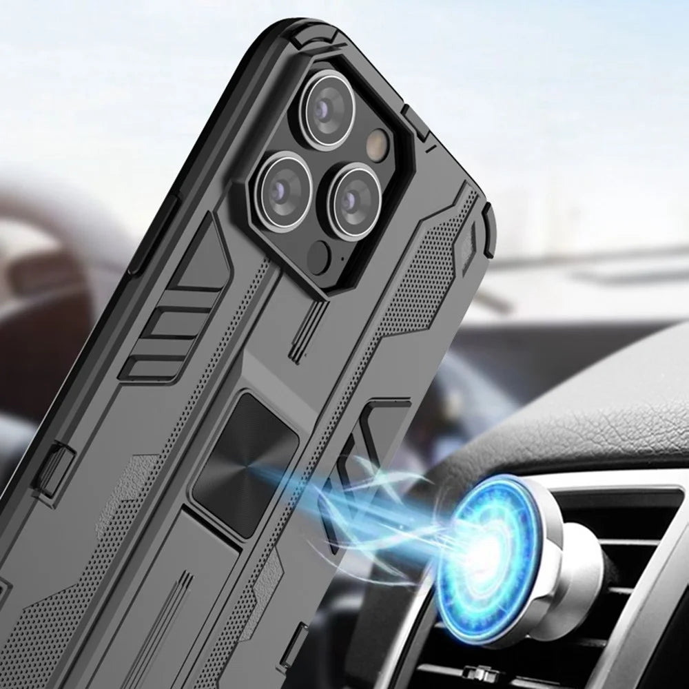 For iPhone 14 Pro Max 6.7 inch Camera Protection Phone Case Kickstand Hybrid Hard PC Soft TPU Drop Protection Anti-Fall Cover - Black - 5